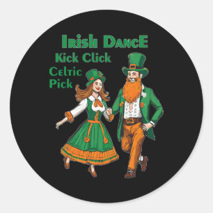 Sticker Rond Danse Irlandaise Kick Click Danse St Patrick's Day