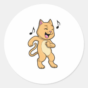Sticker Rond Danse Musique Cat