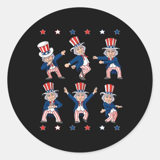 Sticker Rond Danse Oncle Sam 4 juillet Garçons Enfants Patrioti (Devant)