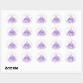 Sticker Rond Danse Papillon Robe Violette Sweet 16 Fête (Feuille)