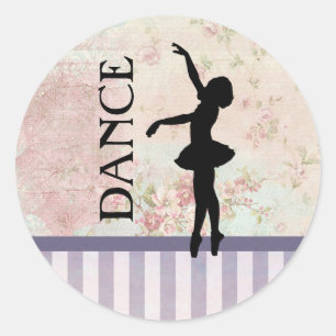 Sticker Rond Danse - silhouette de ballerine sur l'arrière -