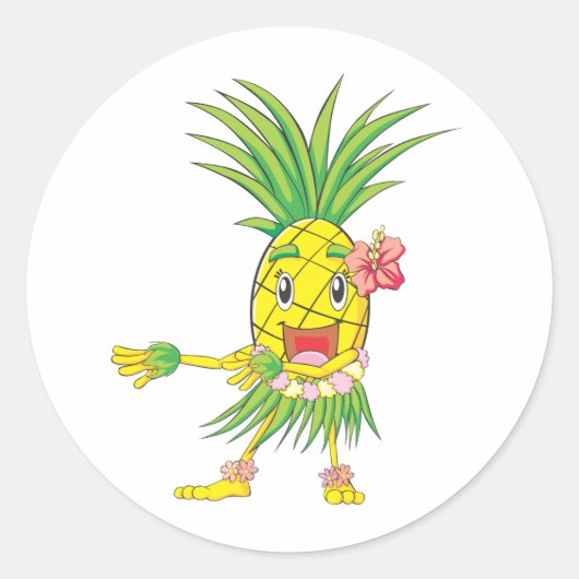 Sticker Rond Danse sur mesure de Hula ananas (Devant)