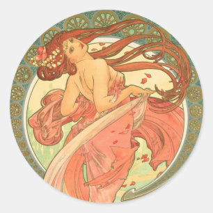 Sticker Rond Danse Vintage d'Alphonse Mucha