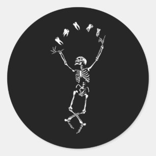 Sticker Rond Danser drôle Squelette Dentaire Hygiéniste Dent De