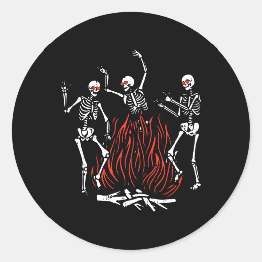 Sticker Rond Danser Feu Valentines Jour Os Amour Coeur (Devant)