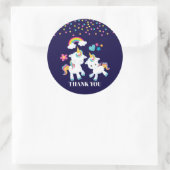 Sticker Rond Danser mignonne Unicornes Magique Arc-en-ciel Merc (Sac)