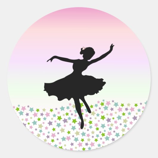 Sticker Rond Danser parmi les étoiles - coucher de soleil rose (Devant)