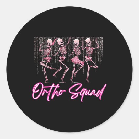 Sticker Rond Danser Squelette Ortho Squad Orthopédique Valentin (Devant)