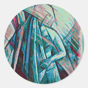 Sticker Rond Danseur de ventre Art Déco Cubiste