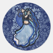 Sticker Rond Danseur du ventre bleu (Devant)