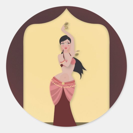 Sticker Rond Danseur du ventre Danseur du Moyen-Orient (Devant)