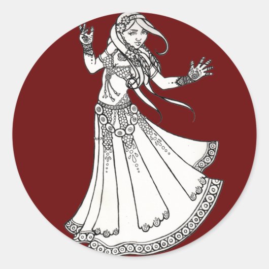 Sticker Rond Danseur du ventre de la tribu hennée (Devant)