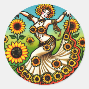 Sticker Rond Danseur du ventre de tournesol