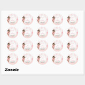 Sticker Rond Danseuse de ballet rose tutu rayures fleurs (Feuille)