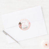 Sticker Rond Danseuse de ballet rose tutu rayures fleurs (Enveloppe)