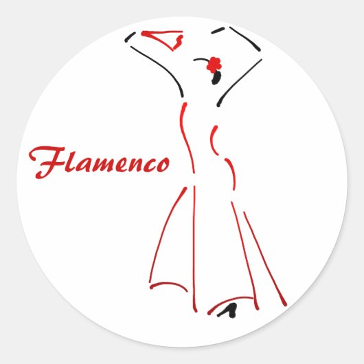 Sticker Rond Danseuse de flamenco avec Slogan personnalisable (Devant)