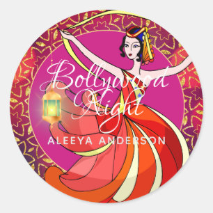 Sticker Rond Danseuse de soirée Bollywood moderne personnalisée