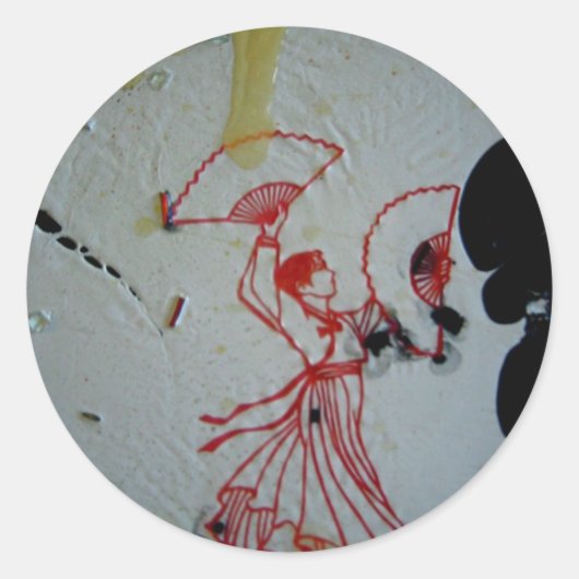Sticker Rond "Danseuse éventail 2" (Devant)