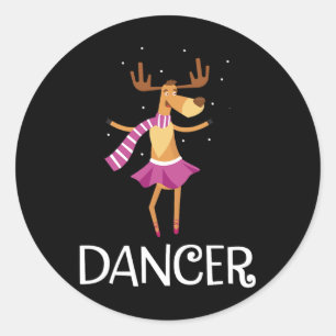 Sticker Rond Danseuse Prancer Noël Danser Reindee
