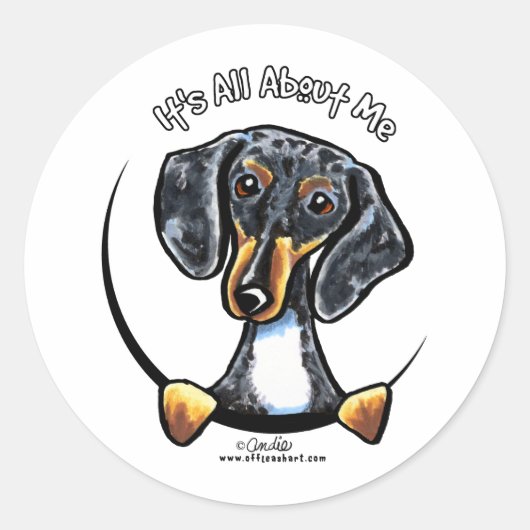 Sticker Rond Dapple Dachshund C'Est Tout Pour Moi (Devant)