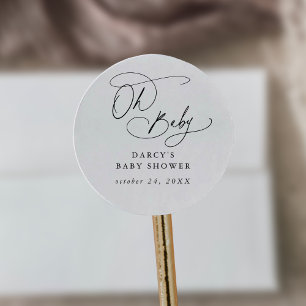 Sticker Rond DARCY Boho unique noir blanc Oh Baby shower bébé