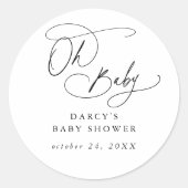 Sticker Rond DARCY Boho unique noir blanc Oh Baby shower bébé (Devant)