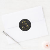 Sticker Rond Dark Bokeh Faux Gold Pop Fizz Clink (Enveloppe)