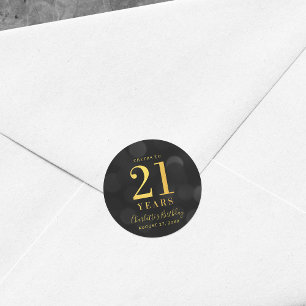 Sticker Rond Dark Bokeh Gold salue à 21 ans anniversaire