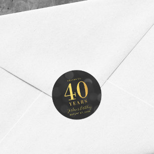 Sticker Rond Dark Bokeh Gold salue à 40 ans anniversaire