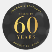Sticker Rond Dark Bokeh Gold salue à 60 ans Anniversaire (Devant)