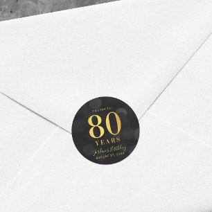 Sticker Rond Dark Bokeh Gold salue à 80 ans Anniversaire