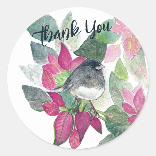 Sticker Rond Dark Eyed Junco Bird Art (Devant)