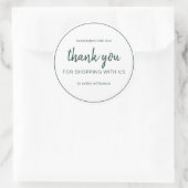 Sticker Rond Dark Green Chic Script Merci pour votre achat (Sac)
