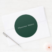 Sticker Rond Dark Green Elegant Casual Own Name Handwriting (Enveloppe)