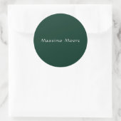 Sticker Rond Dark Green Elegant Casual Own Name Handwriting (Sac)