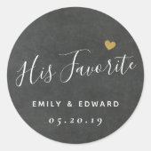 Sticker Rond Dark Grey Sa Faveur De Mariage Favorite (Devant)