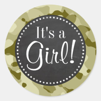 Sticker Rond Dark Khaki Camo ; Retro Chalkboard look