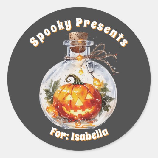 Sticker Rond Dark Magic Glowing Jack O Lantern Pumpkin Custom (Devant)