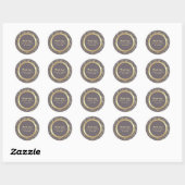 Sticker Rond Dark Mocha or Mariage Floral Merci (Feuille)