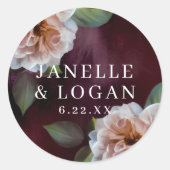 Sticker Rond Dark + Moody Rustique Floral Wedding Favoriser (Devant)