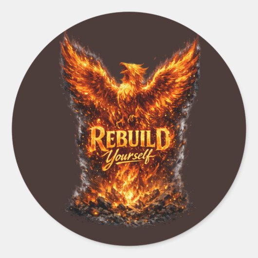 Sticker Rond Dark Phoenix Motivation Design (Devant)