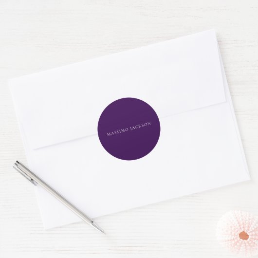Sticker Rond Dark Purple Minimalist Plain Modern  (Enveloppe)