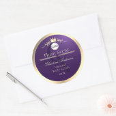 Sticker Rond Dark Purple Product Label Gold Frame Logo Monogram (Enveloppe)