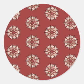 Sticker Rond Dark red and white Norwegian Rosemaling floral 