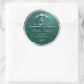 Sticker Rond Dark Teal Product Label with Silver Frame Monogram (Sac)