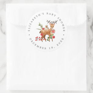 Sticker Rond Darling Reindeer   Baby shower de Noël Favoriser