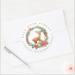 Sticker Rond Darling Reindeer | Christmas Baby Return Adresse<br><div class="desc">Il n'y a rien de plus excitant que d'accueillir un nouveau lot de joie dans le monde. Ce précieux bébé, envoyé d'en haut, devrait être célébré avec un Baby shower élégant mais fantaisiste. Cette fête est si mignonne et fonctionnerait parfaitement non seulement pour un baby shower, mais aussi pour une...</div>