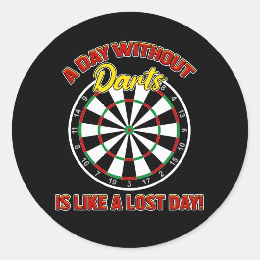 Sticker Rond Dart Design - Une journée sans fléchettes (Devant)