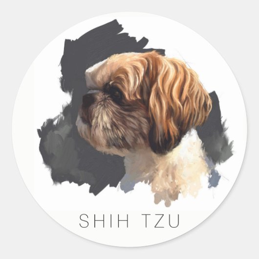 Sticker rond d'art original Shih Tzu (Devant)