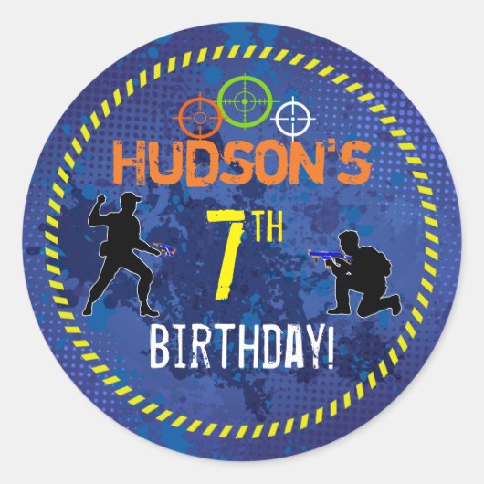 Sticker Rond Dart Wars Party Dart Gun Anniversaire (Devant)